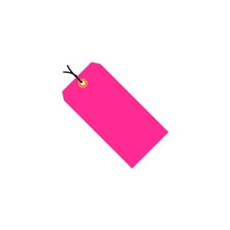 THE PACKAGING WHOLESALERS Shipping Tags, Pre Wired, #8, 6-1/4"L x 3-1/8"W, Fluorescent Pink, 1000/Pack G12083E